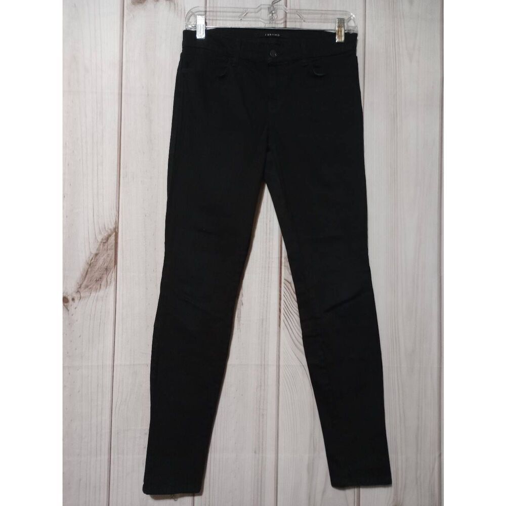J Brand Jeans Ladies 26 Mid Rise Skinny Black Exposed Zipper‎